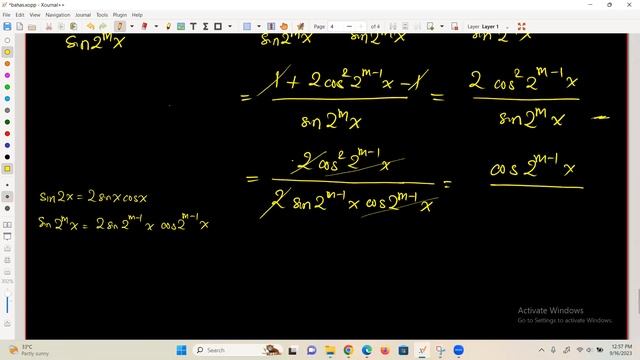 Bahas Olim: Buktikan 1/sin2x + 1/sin4x + ... + 1/sin2^nx = cotx - cot2^nx смотреть онлайн