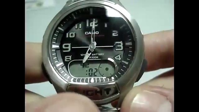 Casio AQ-180W manual 3793 to set digital time смотреть онлайн