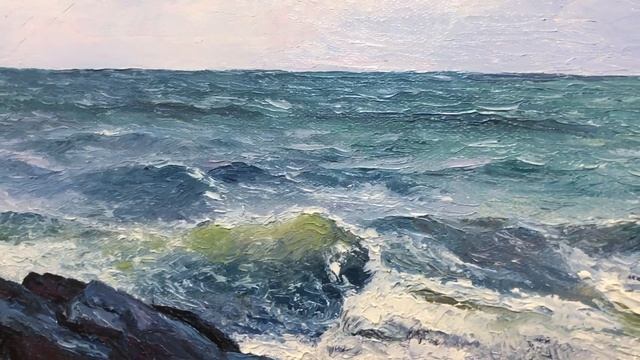Чугунов А. И. «Неспокойное море» холст/масло, 45х60 см., 2020 г. смотреть онлайн