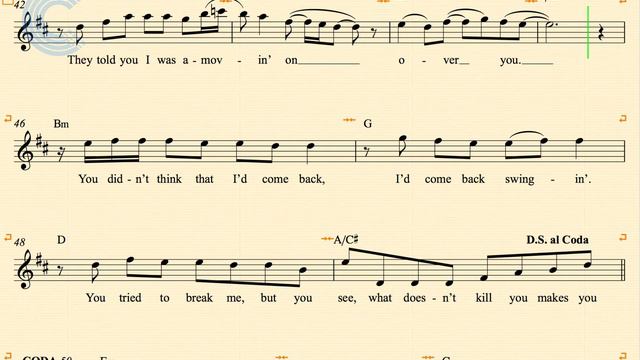 Cornet - Stronger - Kelly Clarkson - Sheet Music, Chords, & Vocals смотреть онлайн