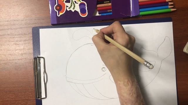 Дистанционный мастер класс ИЗО для детей «Рисуем кита поэтапно» смотреть онлайн