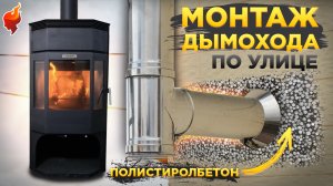 Монтаж камина и дымохода через стену дома на улицу! Выводим дымоход через стену из полистиролбетона.