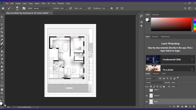 Different type of plan rendering and detailing on Photoshop смотреть онлайн