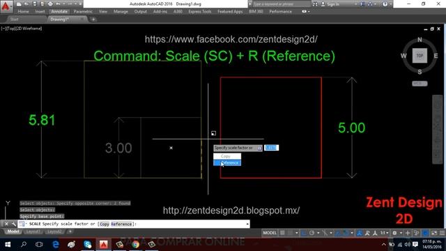 Command : SCALE Reference AutoCAD 2016 смотреть онлайн