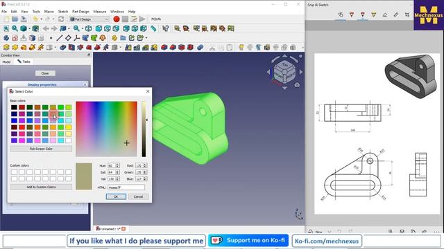 FreeCAD Modeling and Drafting Tutorial | FreeCAD Modeling | FreeCAD Drawing | Mechnexus | смотреть онлайн