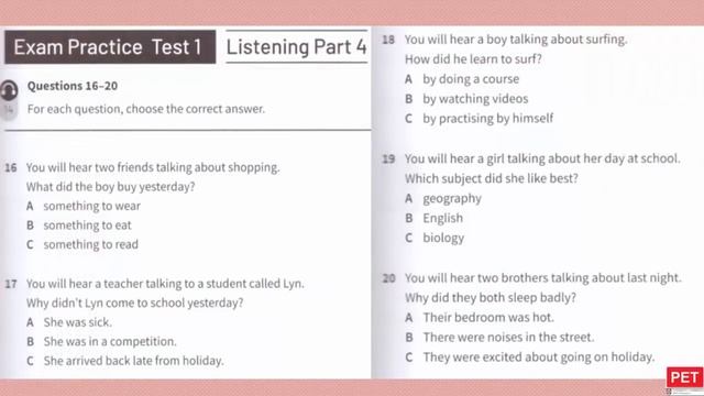 KET Listening 2020 - Cambridge A2 KEY for schools TRAINER (2020) - Practice Test 1 with ANSWER KEY смотреть онлайн