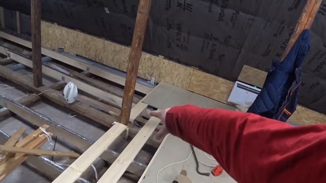 Обрешетка пола под плиты готова!