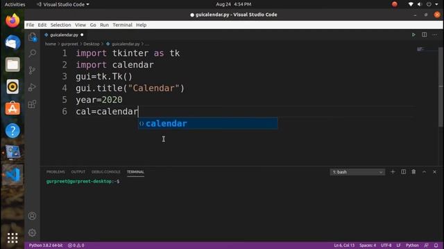 GUI calendar in python in simplest form смотреть онлайн