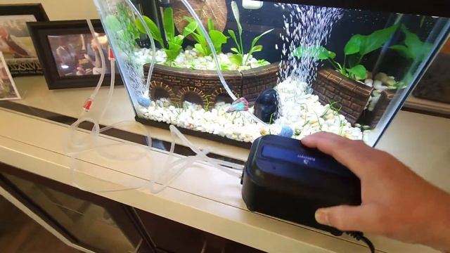 Fishkeeper Aquarium Air Pump, 5W Dual Outlet Adjustable Fish Tank Aerator 65GPH Quiet Oxygen Bubble