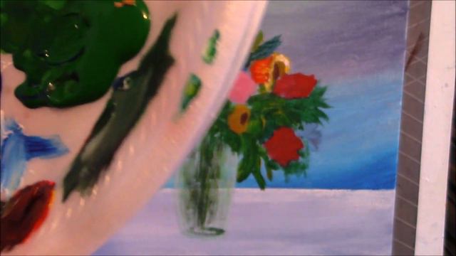 How to paint a Glass Vase of Flowers Easy Acrylic Painting for Beginners смотреть онлайн