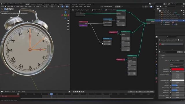 Rotation of Clock hands in Geometry nodes in Blender 3.0(Beta) For Beginner смотреть онлайн