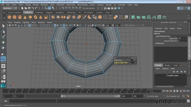 50. Использование Edge Flow для сглаживания поверхностей. Курс Maya для начинающих. Урок №50 смотреть онлайн