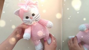 МК вязанный плюшевый котик крючком