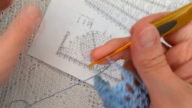 Голубой ПЛАТОК - ШАЛЬ в Храм , Вязание КРЮЧКОМ , crochet shawl ( шаль № 373) смотреть онлайн
