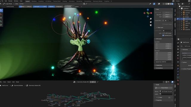 Blender New Hair System: Procedural Realtime Tentacles With Geometry Nodes and EEVEE смотреть онлайн