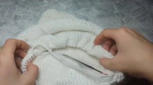 МК двойной зимний капор из пуха норки спицами с большим треугольным снудом