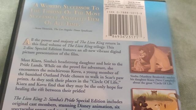 Walt Disney THE LION KING 2 SIMBA'S PRIDE DVD Overview! смотреть онлайн