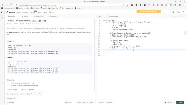 LeetCode 438 | Find All Anagrams in a String | HashMap | Sliding Windows | Java смотреть онлайн