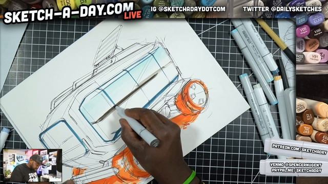 Industrial Design Sketch - How to design and draw: Futuristic Camper Van Part 2 смотреть онлайн