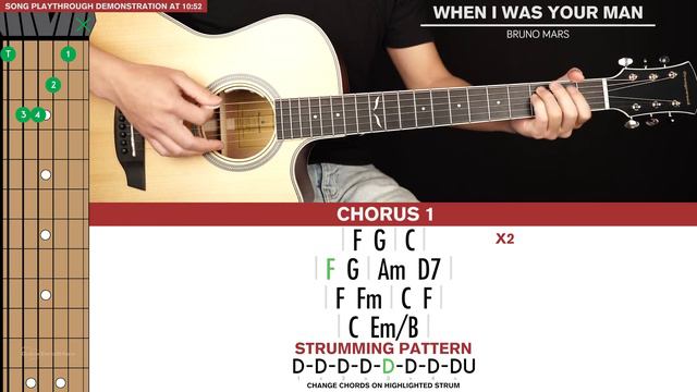 When I Was Your Man Guitar Tutorial Bruno Mars Guitar Lesson |Easy Chords + Strumming| смотреть онлайн