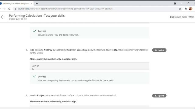 Coursera Excel Skills For business week2 Quiz смотреть онлайн