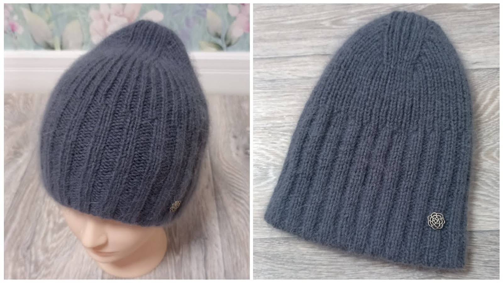 Двойная женская шапка спицами смотреть онлайн