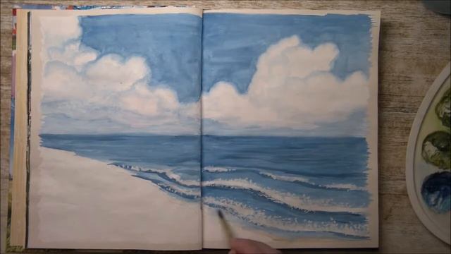 #sketchbook Рисуем гуашью (новая зарисовка) Море. Облака. Берег. (2019) смотреть онлайн
