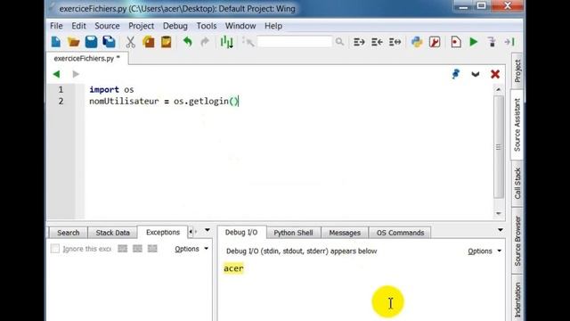 Exercice Python: lire un fichier sur le bureau Windows via la méthode os getlogin en Python смотреть онлайн