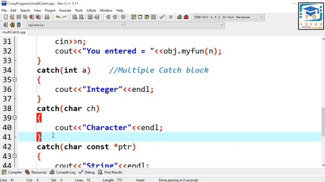Multi Catch Blocks in C++ | OOP (C++) LECTURE – 69 | смотреть онлайн