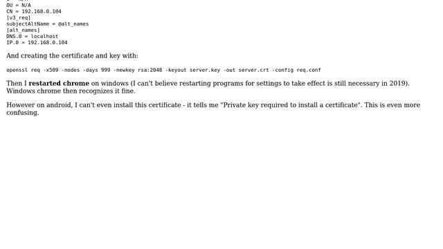 Chrome desktop and android refuses to accept trusted self-signed cert смотреть онлайн