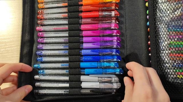 Обзор канцелярии. Гелевые ручки H&B. Набор из 60 цветов с запасными стержнями в пенале. смотреть онлайн
