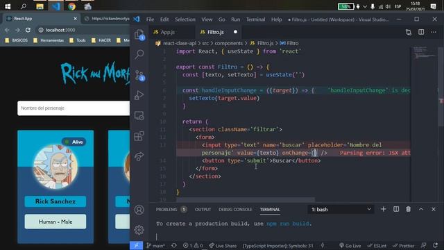 react (Rick and Morty) - Obtener valor del input смотреть онлайн