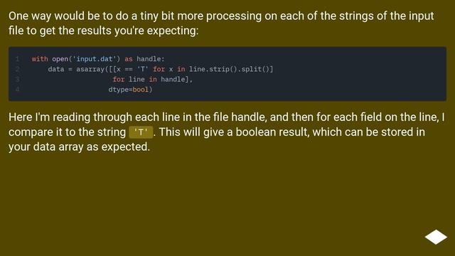 how to read in boolean data file in Python with asarray function of numpy смотреть онлайн