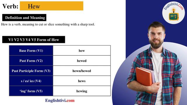 Hew V1 V2 V3 V4 V5 Base Form, Past Simple, Past Participle Form of Hew | Englishtivi.com смотреть онлайн