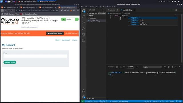 SQL Injection - Lab #6 SQL injection UNION attack, retrieving multiple values in a single column смотреть онлайн