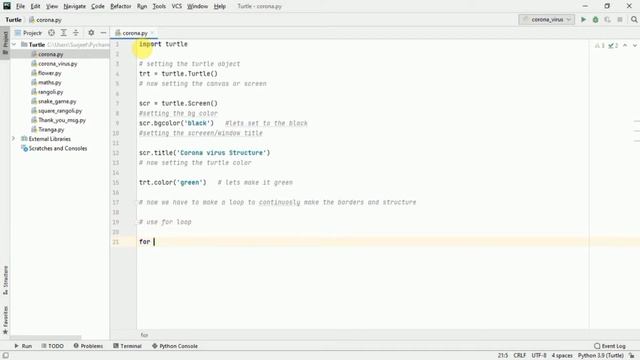 Corona Virus structure in Python | Python Turtle Tutorials | Code Problem смотреть онлайн