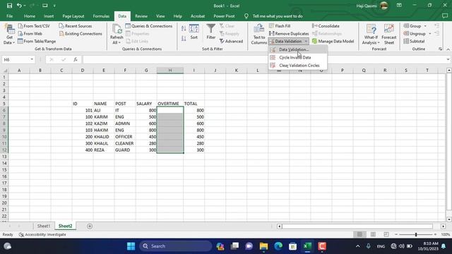 آموزش برنامه اکسل درس 13 Excel program learning Data Validation for Details смотреть онлайн