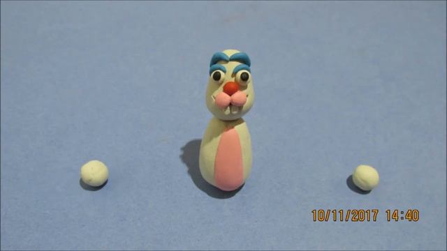 Заяц кролик из пластилина. Bunny rabbit from clay. смотреть онлайн