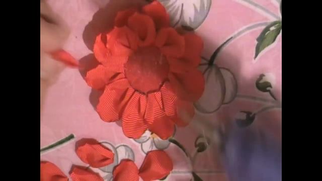 Роза Канзаши / Ободок Канзаши из атласных лент /Rose Kanzashi