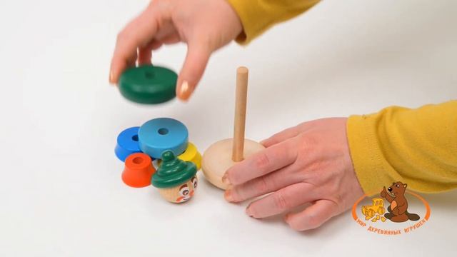 Игрушка пирамидка из дерева "Клоун 3", Бомик 815 смотреть онлайн