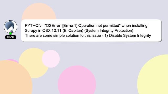 PYTHON : "OSError: [Errno 1] Operation not permitted" when installing Scrapy in OSX 10.11 (El Capit смотреть онлайн