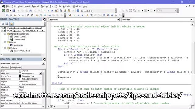 Variable Width Listbox Columns (Excel VBA) смотреть онлайн