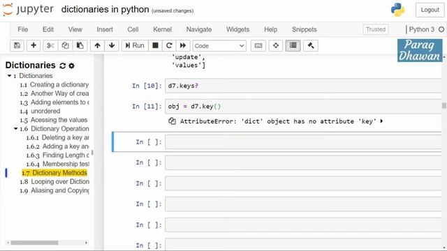 Python Dictionary Method - keys() смотреть онлайн