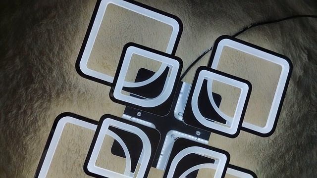 Люстра потолочная светодиодная LED 4+4 Квадраты хром
