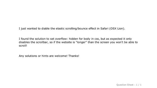 CSS : Disable elastic scrolling in Safari смотреть онлайн