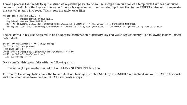 Invalid Length Parameter Passed To The LEFT