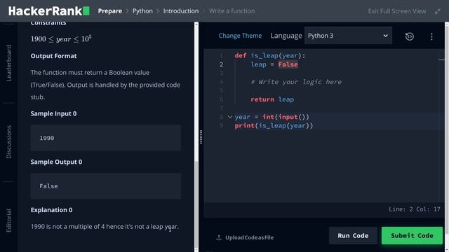 Write a Function | Python | Hackerrank | Tamil смотреть онлайн