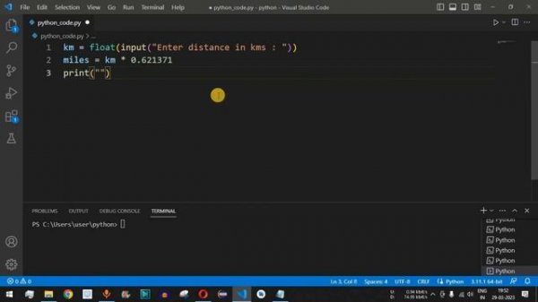 Python Program #5 - Convert Kilometers to Miles in Python