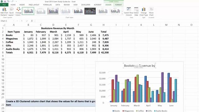 Excel 2013 3D Clustered Column Chart смотреть онлайн