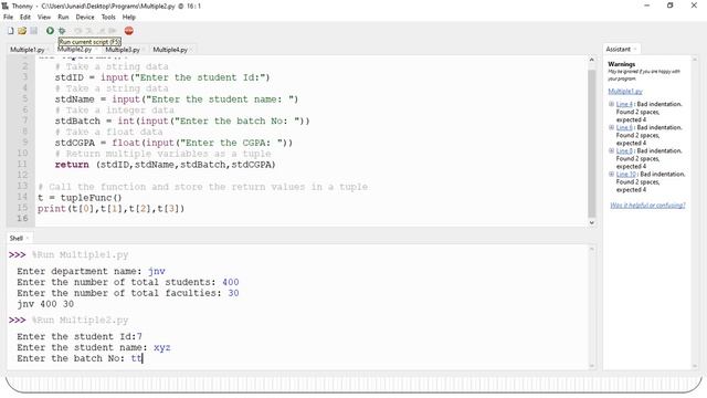 Python Functions- Examples on Multiple values returned by function смотреть онлайн